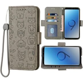 Compatible with Samsung Galaxy A54 5G Wallet Case Wrist Strap Lanyard and Leather Flip Card Holder Stand Cell Accessories Mobile Folio Purse Phone Cover for A 54 54A SM A546U 2023 Women Men Grey
