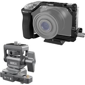 SIRUI Camera Cage for Sony ZV-E1 with Silicone Grip and HDMI Cable Clamp and Camera Monitor Holder with NATO System Mount Bundle