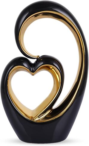 LCCCK Ceramic Heart Decor Love Statue Blue and Gold Heart Sculpture Couple Decorations for Bedroom, Romantic Wedding Table Centerpieces - Ideal Love Shack, Shelf, Desk, Entrance Table Decor in Kuwait