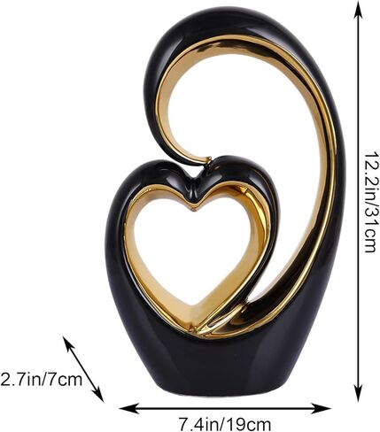 LCCCK Ceramic Heart Decor Love Statue Blue and Gold Heart Sculpture Couple Decorations for Bedroom, Romantic Wedding Table Centerpieces - Ideal Love Shack, Shelf, Desk, Entrance Table Decor in Kuwait