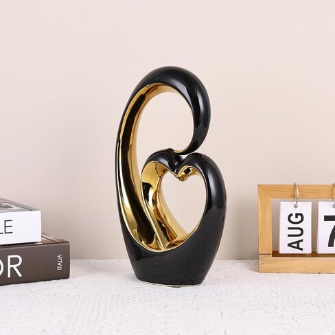 LCCCK Ceramic Heart Decor Love Statue Blue and Gold Heart Sculpture Couple Decorations for Bedroom, Romantic Wedding Table Centerpieces - Ideal Love Shack, Shelf, Desk, Entrance Table Decor in Kuwait