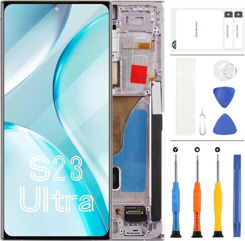 A-MIND OLED Screen Replacement for Samsung Galaxy S23 Ultra/S23 Ultra 5G SM-S918U S918A S918W LCD Display Touch Screen Digitizer Assembly with Frame(US Version,Support Fingerprint) (Lavender) in Saudi Arabia
