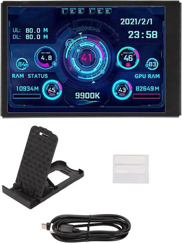3.5 بوصة شاشة Temp Computer ، عرض درجة حرارة IPS الكاملة ، شاشة USB Mini لـ AIDA64 PC RAM ، المكونات والتشغيل (أسود) in Kuwait
