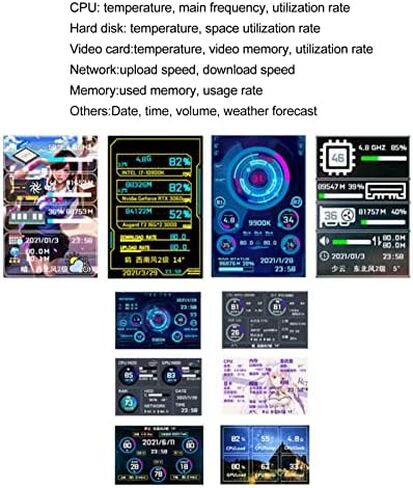 3.5in Computer Temp Monitor, IPS Full View Temperature Display, USB Mini Screen for AIDA64 PC CPU RAM, Plug and Play (Black) in Kuwait