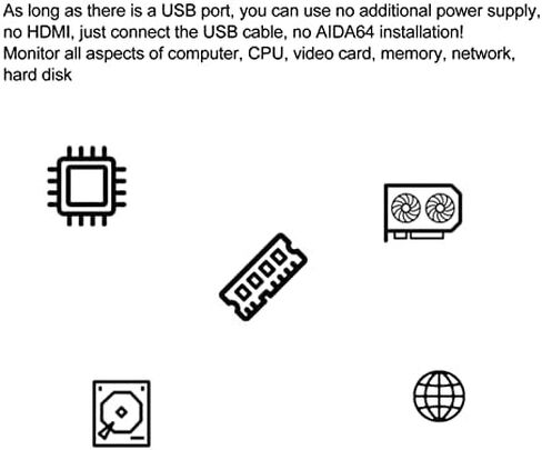3.5in Computer Temp Monitor, IPS Full View Temperature Display, USB Mini Screen for AIDA64 PC CPU RAM, Plug and Play (Black) in Kuwait