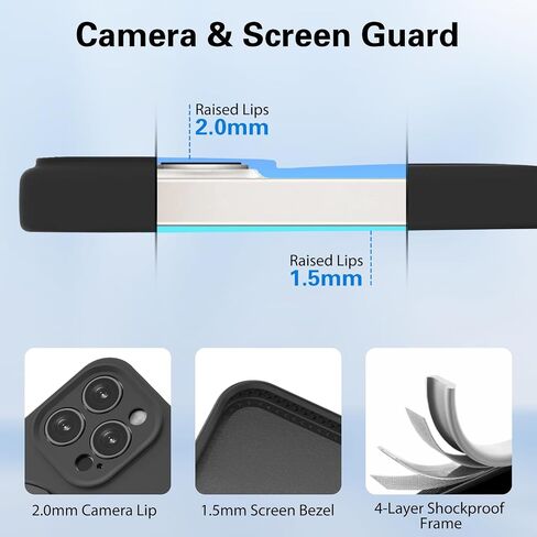 Silicone Case for iPhone 13 Pro Max, Compatible with MagSafe, Built-in Magnetic Stand Ring, Industrial Grade Drop Tested Protection Case for iPhone 13 Pro Max, 6.7in, Black in Saudi Arabia