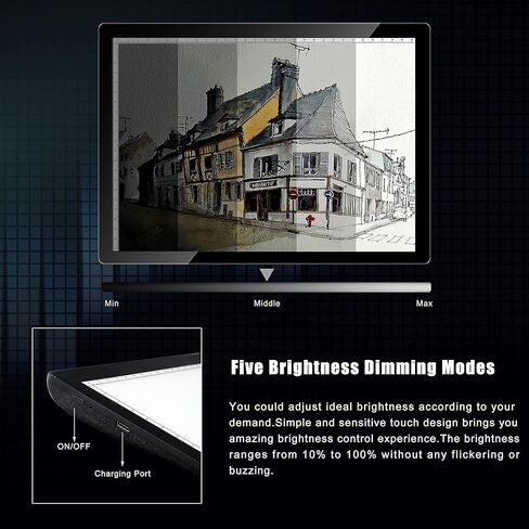 لوحة إضاءة تعمل بالبطارية اللاسلكية مقاس A4، صندوق إضاءة TOHETO للتتبع، سطوع خافت، لوحة إضاءة LED قابلة لإعادة الشحن، لوحة نسخ لاسلكية محمولة للفنان رسم رسم عرض الأشعة السينية (أبيض) in Kuwait