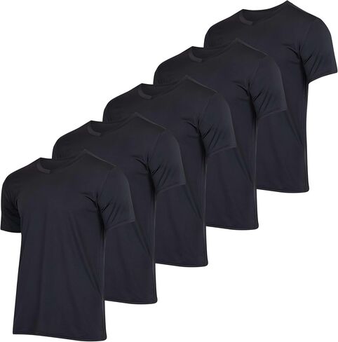 Real Essentials 5 Pack: Men’s V-Neck Dry-Fit Moisture Wicking Active Athletic Tech Performance T-Shirt in Kuwait
