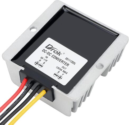 DROK 12V Step Up Converter, DC 5-11V to 12V 10A 120W Boost Converter Module, 5V 6V 9V Voltage Regulator Waterproof Power Supply Board Voltage Stabilizer for Motor Automotive Solar Panel in Kuwait