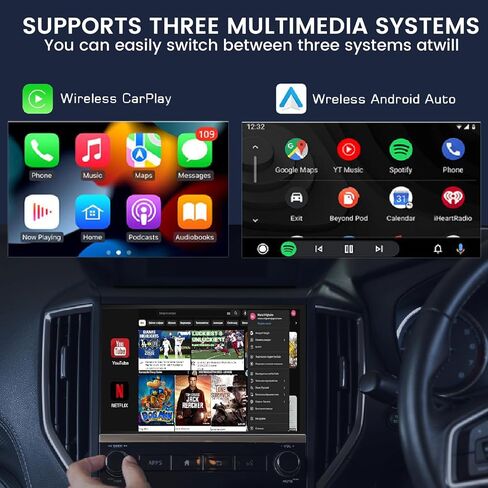 محول Carplay اللاسلكي ، 2025 ترقية دعم Netflix/YouTube/TF Card Card & Play مع Apple Car Play Wireless Adapter Android Auto in Saudi Arabia