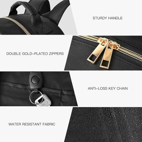 Travel Laptop Backpack for women, Work Backpack Woman with USB Charging Port, Water Resistant College Backpack, Stylish Quilted Girls Back Pack Casual Daypack for 15.6 Inch Laptop, Black in Saudi Arabia