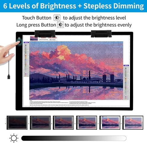 A3 LED Light Pad with Carry Bag, TOHETO Wireless Rechargeable Light Board with Stand and Top Magnetic Clip 3 Colors Stepless Dimmable 6 Levels Brightness Light Box for Diamond Painting Weeding Vinyl in Saudi Arabia
