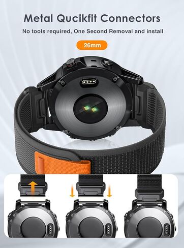 سوار رياضي لـ Garmin Fenix ​​7X/Fenix ​​6X pro/Fenix ​​6X Sapphire/Fenix ​​5X /Fenix ​​5X plus/Fenix ​​3، 26 مم أربطة حلقية من النايلون قابلة للتعديل لـ Garmin Enduro/Tactix Delta/Descent Mk1 Mk2 Mk2i، للرجال والنساء، مسامي، متين in Kuwait