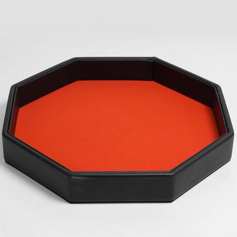 Octagon Dice Rolling Tray Set PU Leathe Velvet for Rolling Dice Storage Tray with Dice and Rule Cards Multicolor for Table Games Like RPG and DND (Black) in Saudi Arabia