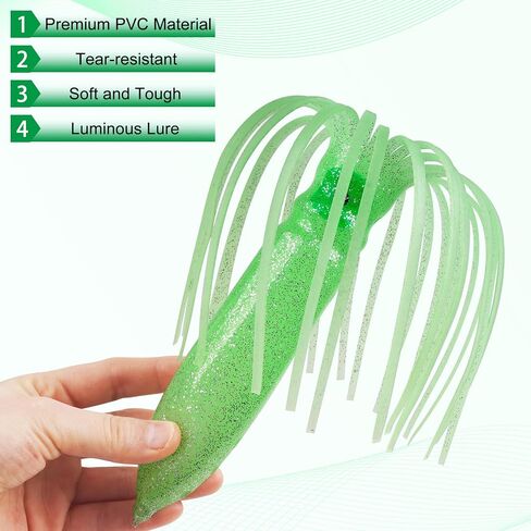 Luminous Squid Skirts Octopus Fishing Lures, 4PCS 11.8" Glow Octopus Skirt Soft Fishing Baits Trolling Fishing Lures Accessories Saltwater Fishing Tackle in Kuwait