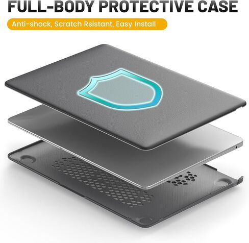 HXCASEAC Case Compatible with MacBook Air 13 inch Case 2020 2018 with Foldable Stand, Anti-Scratching Protective Hard Shell Cover for A2337, A2179, A1932 PU Leather, Cream in Kuwait