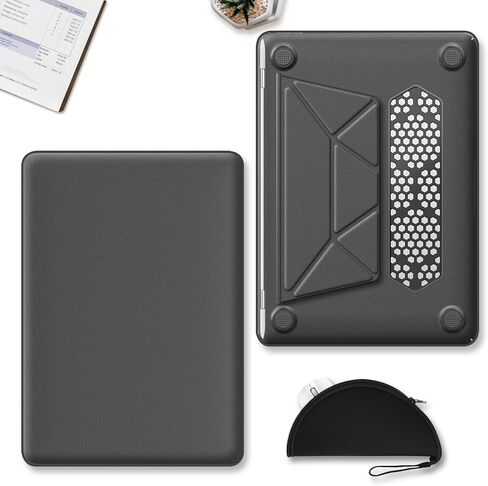 HXCASEAC Case Compatible with MacBook Air 13 inch Case 2020 2018 with Foldable Stand, Anti-Scratching Protective Hard Shell Cover for A2337, A2179, A1932 PU Leather, Cream in Kuwait