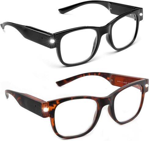 OKH Lighted Rechargeable reading glasses - Clear Vision Hands Free LED Eyewear with blue light readers in Kuwait