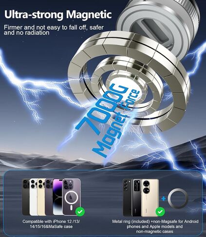 CloudValley Magnetic Car Phone Holder - Vacuum Suction Cup Phone Mount 360° Adjustable, Durable Metal Stand for iPhone & Android, Portable Magnetic Holder for Dashboard/Windshield/Gym Mirror (Black) in Kuwait
