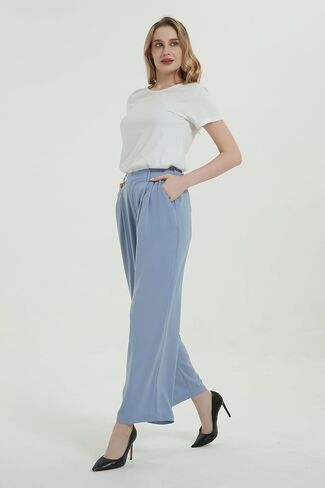 Tronjori Women High Waist Casual Straight Leg Long Dress Pants Wide Leg Trousers Regular Waistband in Kuwait