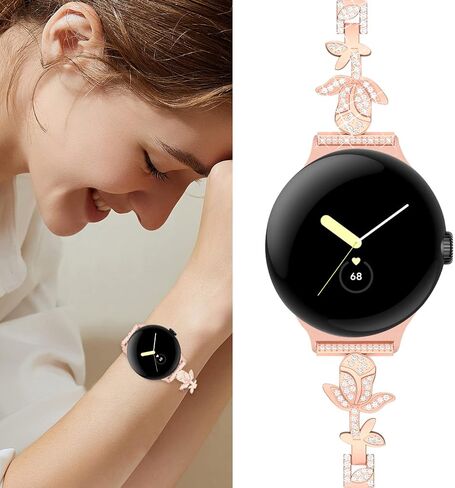 Bling Band Compatible with Google Pixel Watch Band/Pixel Watch 3 41mm Band/Pixel Watch 2 Band for Women, Slim Metal Rhinestone Diamond Wristband Strap for Pixel Watch Accessories in Saudi Arabia