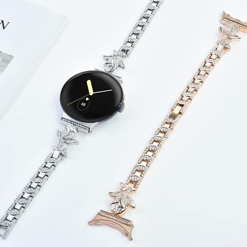 Bling Band Compatible with Google Pixel Watch Band/Pixel Watch 3 41mm Band/Pixel Watch 2 Band for Women, Slim Metal Rhinestone Diamond Wristband Strap for Pixel Watch Accessories in Saudi Arabia