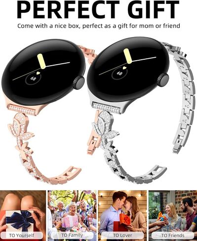 Bling Band Compatible with Google Pixel Watch Band/Pixel Watch 3 41mm Band/Pixel Watch 2 Band for Women, Slim Metal Rhinestone Diamond Wristband Strap for Pixel Watch Accessories in Saudi Arabia