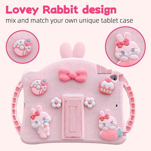 Kids Case for Samsung Galaxy Tab A8 10.5 2022 (SM-X200/X205/X207), with Strap, Cute Rabbit Shock Proof Handle Stand Case(Purple) in Saudi Arabia