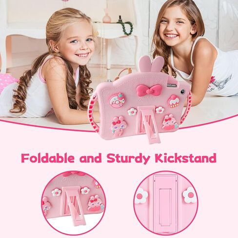 Kids Case for Samsung Galaxy Tab A8 10.5 2022 (SM-X200/X205/X207), with Strap, Cute Rabbit Shock Proof Handle Stand Case(Purple) in Saudi Arabia