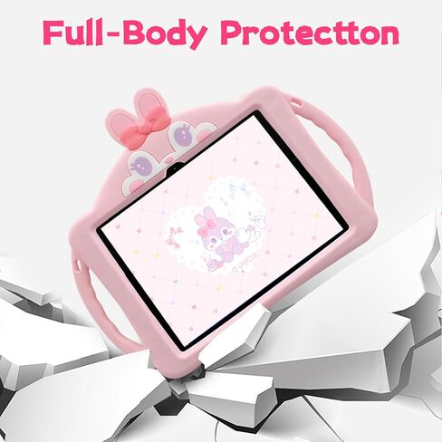Kids Case for Samsung Galaxy Tab A8 10.5 2022 (SM-X200/X205/X207), with Strap, Cute Rabbit Shock Proof Handle Stand Case(Purple) in Saudi Arabia