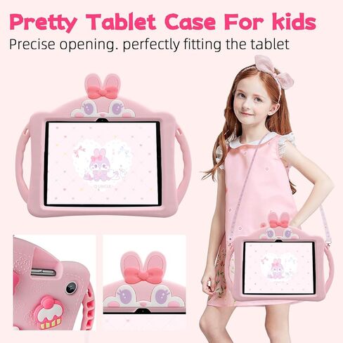 Kids Case for Samsung Galaxy Tab A8 10.5 2022 (SM-X200/X205/X207), with Strap, Cute Rabbit Shock Proof Handle Stand Case(Purple) in Saudi Arabia