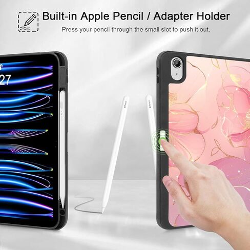 May Chen Case for M3 iPad Air 13 inch Cover with M2 Chip 2025 2024, Tablet Cases Trifold Stand + Pencil Holder + Auto Wake/Sleep + Soft TPU Protective Stand Back Cover, Dahlia Flower in Kuwait