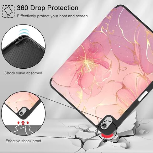 May Chen Case for M3 iPad Air 13 inch Cover with M2 Chip 2025 2024, Tablet Cases Trifold Stand + Pencil Holder + Auto Wake/Sleep + Soft TPU Protective Stand Back Cover, Dahlia Flower in Kuwait