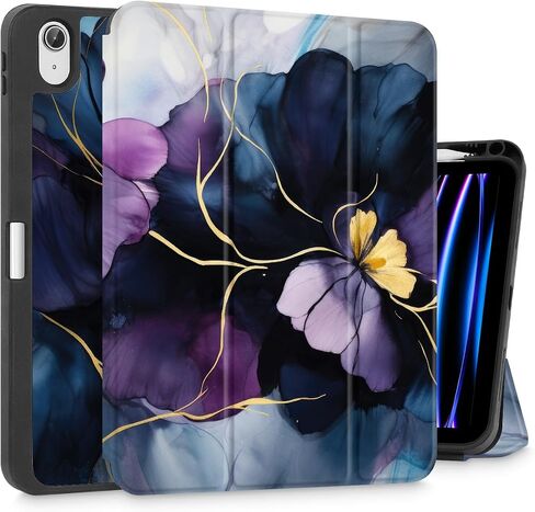 May Chen Case for M3 iPad Air 13 inch Cover with M2 Chip 2025 2024, Tablet Cases Trifold Stand + Pencil Holder + Auto Wake/Sleep + Soft TPU Protective Stand Back Cover, Dahlia Flower in Kuwait