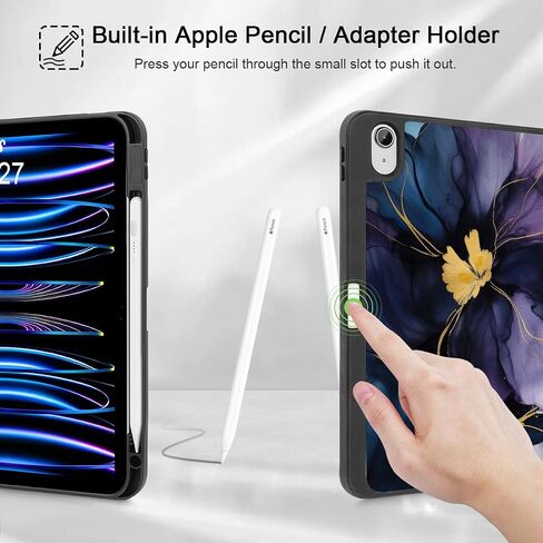 May Chen Case for M3 iPad Air 13 inch Cover with M2 Chip 2025 2024, Tablet Cases Trifold Stand + Pencil Holder + Auto Wake/Sleep + Soft TPU Protective Stand Back Cover, Dahlia Flower in Kuwait