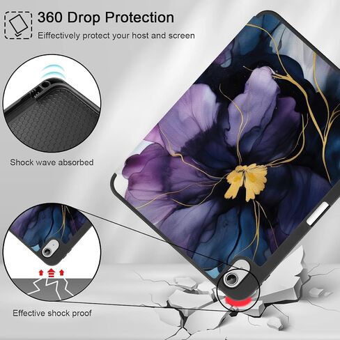 May Chen Case for M3 iPad Air 13 inch Cover with M2 Chip 2025 2024, Tablet Cases Trifold Stand + Pencil Holder + Auto Wake/Sleep + Soft TPU Protective Stand Back Cover, Dahlia Flower in Kuwait