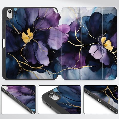 May Chen Case for M3 iPad Air 13 inch Cover with M2 Chip 2025 2024, Tablet Cases Trifold Stand + Pencil Holder + Auto Wake/Sleep + Soft TPU Protective Stand Back Cover, Dahlia Flower in Kuwait