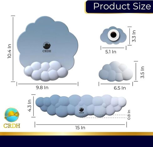 Cloud Wrist Rest – Ultra-Soft Ergonomic Keyboard and Mouse Pad Wrist Support, Memory Foam Cushion for Office & Gaming, Non-Slip Base, Pain Relief for Hands & Wrists, Comfortable Desk Accessory (Blue) in Saudi Arabia