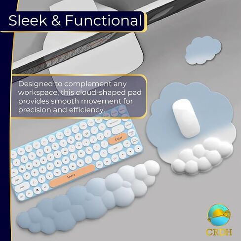 Cloud Wrist Rest – Ultra-Soft Ergonomic Keyboard and Mouse Pad Wrist Support, Memory Foam Cushion for Office & Gaming, Non-Slip Base, Pain Relief for Hands & Wrists, Comfortable Desk Accessory (Blue) in Saudi Arabia