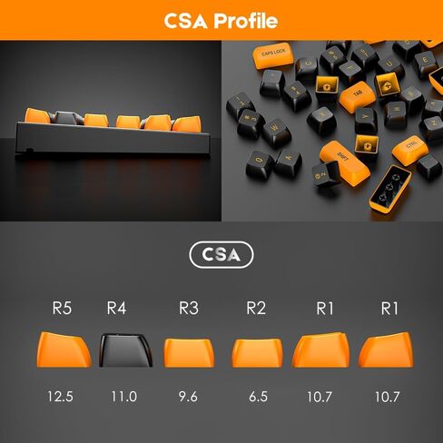 PBT Keycaps Set CSA Profile 150 Keys Doubleshot Custom Keycaps for Cherry Gatron MX Switchs لـ 61/64/68/84/87/96/104/108 لوحة المفاتيح الميكانيكية الأسود البرتقالي in Saudi Arabia