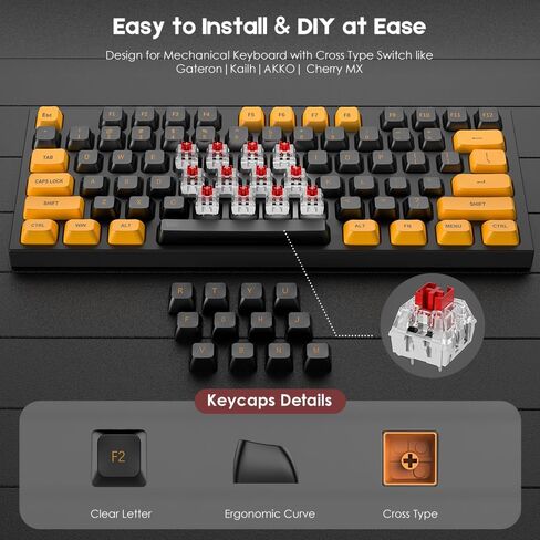 PBT Keycaps Set CSA Profile 150 Keys Doubleshot Custom Keycaps for Cherry Gatron MX Switchs لـ 61/64/68/84/87/96/104/108 لوحة المفاتيح الميكانيكية الأسود البرتقالي in Saudi Arabia