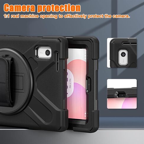Junfire junfire frackproof case for Lenovo tab m10 3rd gen 10.1 inch 2022 ، حالة وعرة شديدة التحمل مع حزام يدوي/360 درجة حزام متداول/حزام الكتف لـ tb-326fu/tb-328xu ، أسود in Kuwait