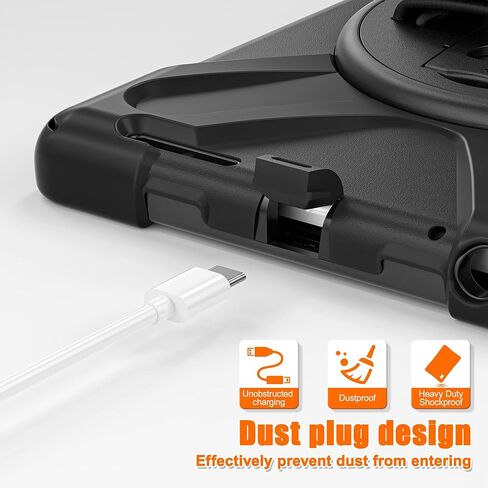 Junfire junfire frackproof case for Lenovo tab m10 3rd gen 10.1 inch 2022 ، حالة وعرة شديدة التحمل مع حزام يدوي/360 درجة حزام متداول/حزام الكتف لـ tb-326fu/tb-328xu ، أسود in Kuwait