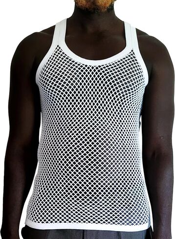 Mens Premium 100% Cotton mesh String Vest, Fishnet Sleeveless Tank top in Saudi Arabia