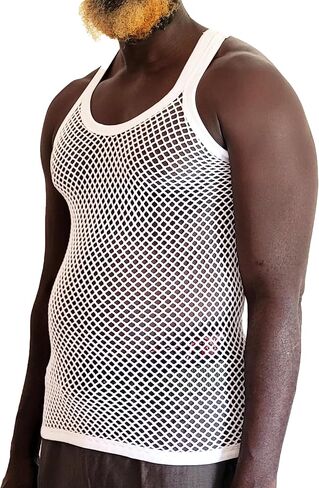 Mens Premium 100% Cotton mesh String Vest, Fishnet Sleeveless Tank top in Saudi Arabia