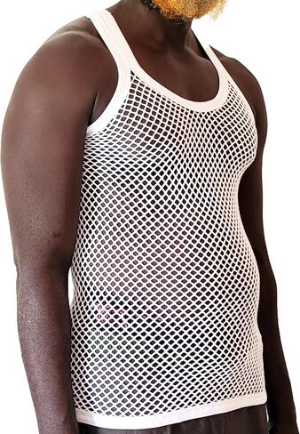 Mens Premium 100% Cotton mesh String Vest, Fishnet Sleeveless Tank top in Saudi Arabia