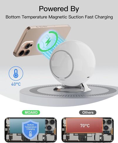2025 3 في محطة شحن واحدة متوافقة مع MAG-Safe Charger iPhone الشحن اللاسلكي Stand 16 15 14 13 12 Series AirPods Wireless Charge Station IWATCH Series (White) in Saudi Arabia