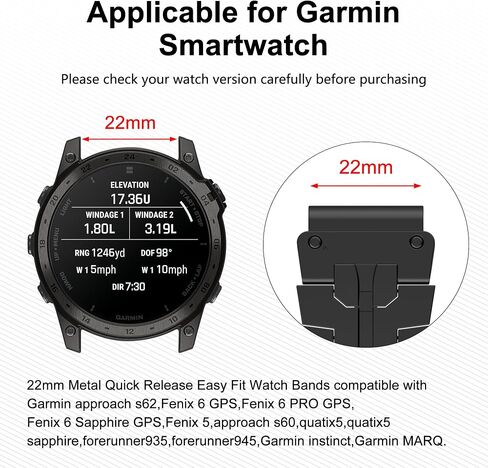 Metal Watch Band Compatible with Garmin Fenix 8/7/6 Pro/5 Plus, Business Stainless Steel Watch Strap available for Garmin Fenix E 7 5 6/Forerunner 935/945/Epix Gen 2(Black) in Saudi Arabia