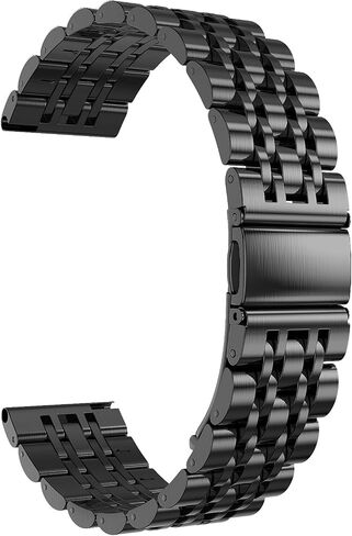 TiMOVO 22mm Metal Band Compatible with Samsung Galaxy Watch 3 45mm/Gear S3 Frontier/Classic/Huawei GT4 46mm/Garmin Vivoactive 4/Venu 2, Quick Release Stainless Steel Metal Straps for Women Men, Black in Saudi Arabia
