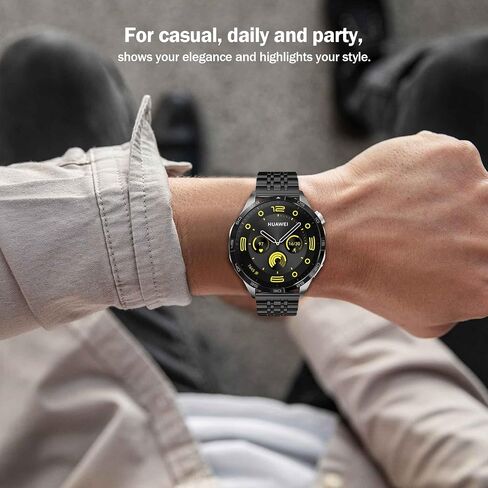 TiMOVO 22mm Metal Band Compatible with Samsung Galaxy Watch 3 45mm/Gear S3 Frontier/Classic/Huawei GT4 46mm/Garmin Vivoactive 4/Venu 2, Quick Release Stainless Steel Metal Straps for Women Men, Black in Saudi Arabia